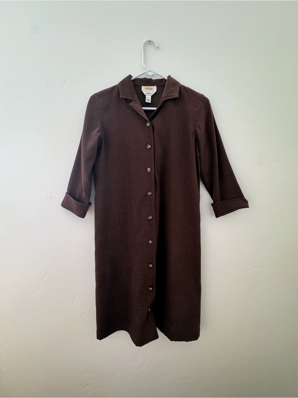 Talbots Chocolate Brown Long-Sleeve Button Front Dress